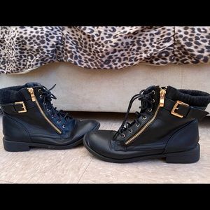 Black Boots with Gold Trim